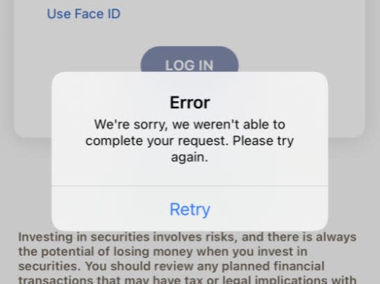 Bank of America App Error- We're Sorry